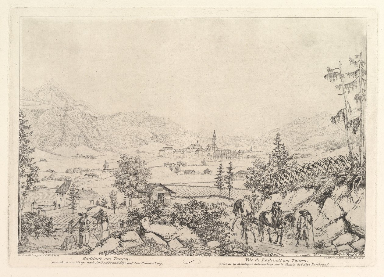 Landsbygdslandskap, Radstadt am Tauren, tidigt 1800-tal. av Johann Christian Erhard