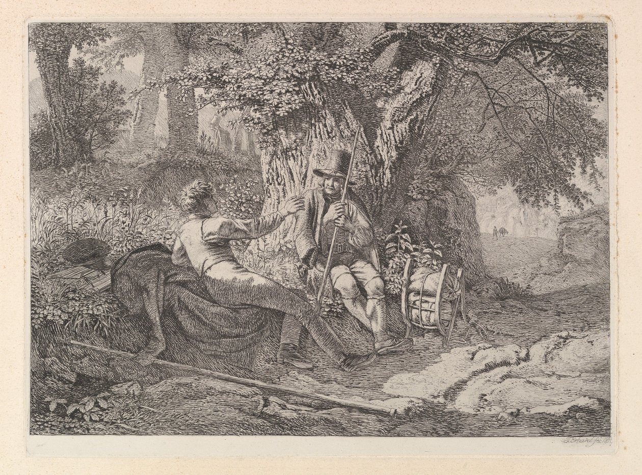 Konstnären, vilar med sin guide, 1819. av Johann Christian Erhard