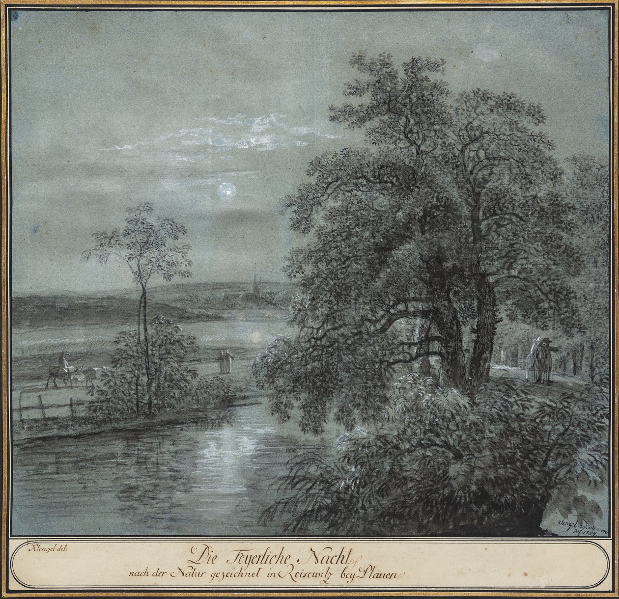 Den eldiga natten hämtad från naturen i ReiseWitz bei Plauen. av Johann Christian Klengel