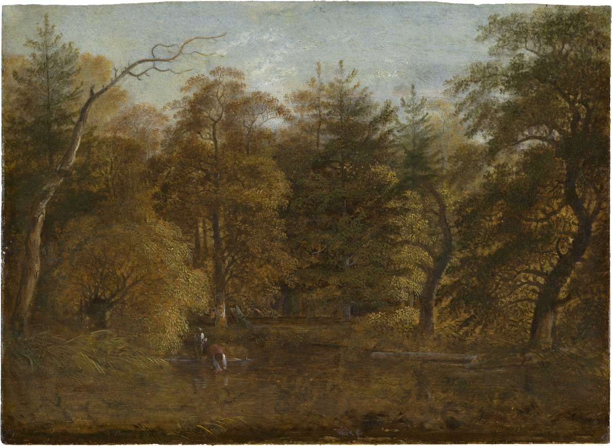 Skogslandskap med en damm av Johann Christian Klengel