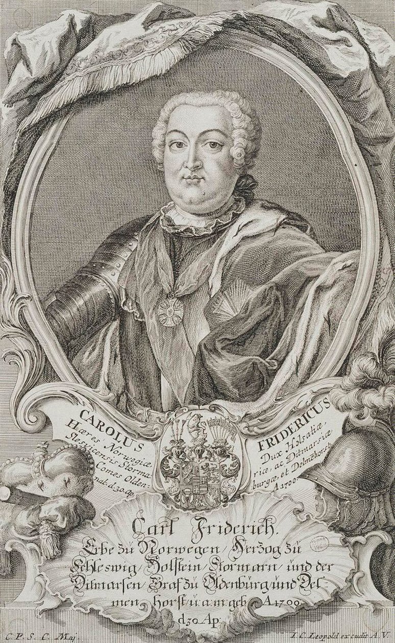 Porträtt av hertig Karl Fredrik av Holstein-Gottorp 1700-1739, mitten av 1700-talet. av Johann Christian Leopold