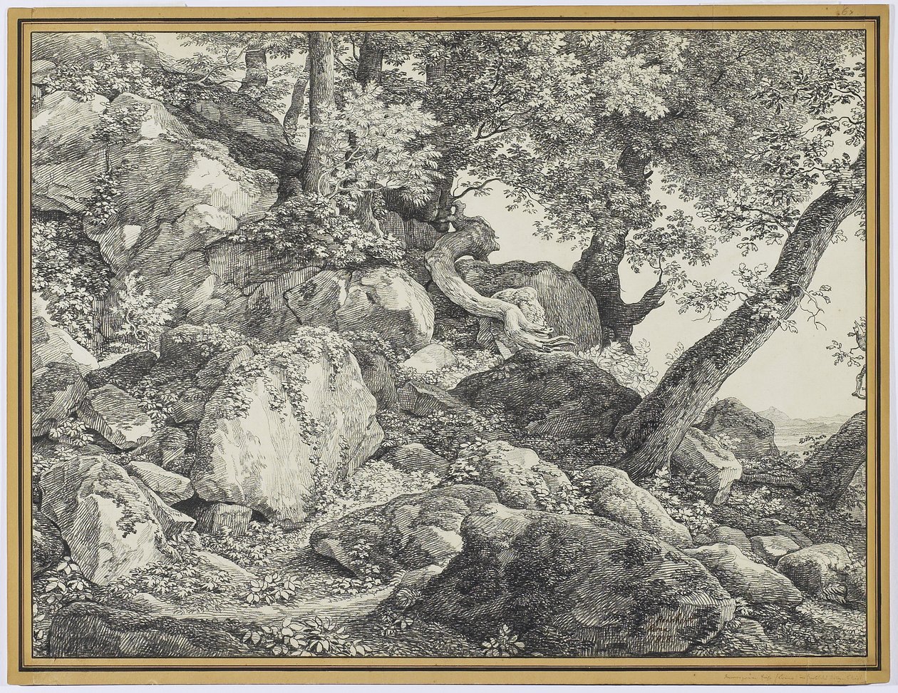 I parken Palazzo Chigi, Ariccia, 1818 (grafit & svart krita på lagt papper) av Johann Christian Reinhardt