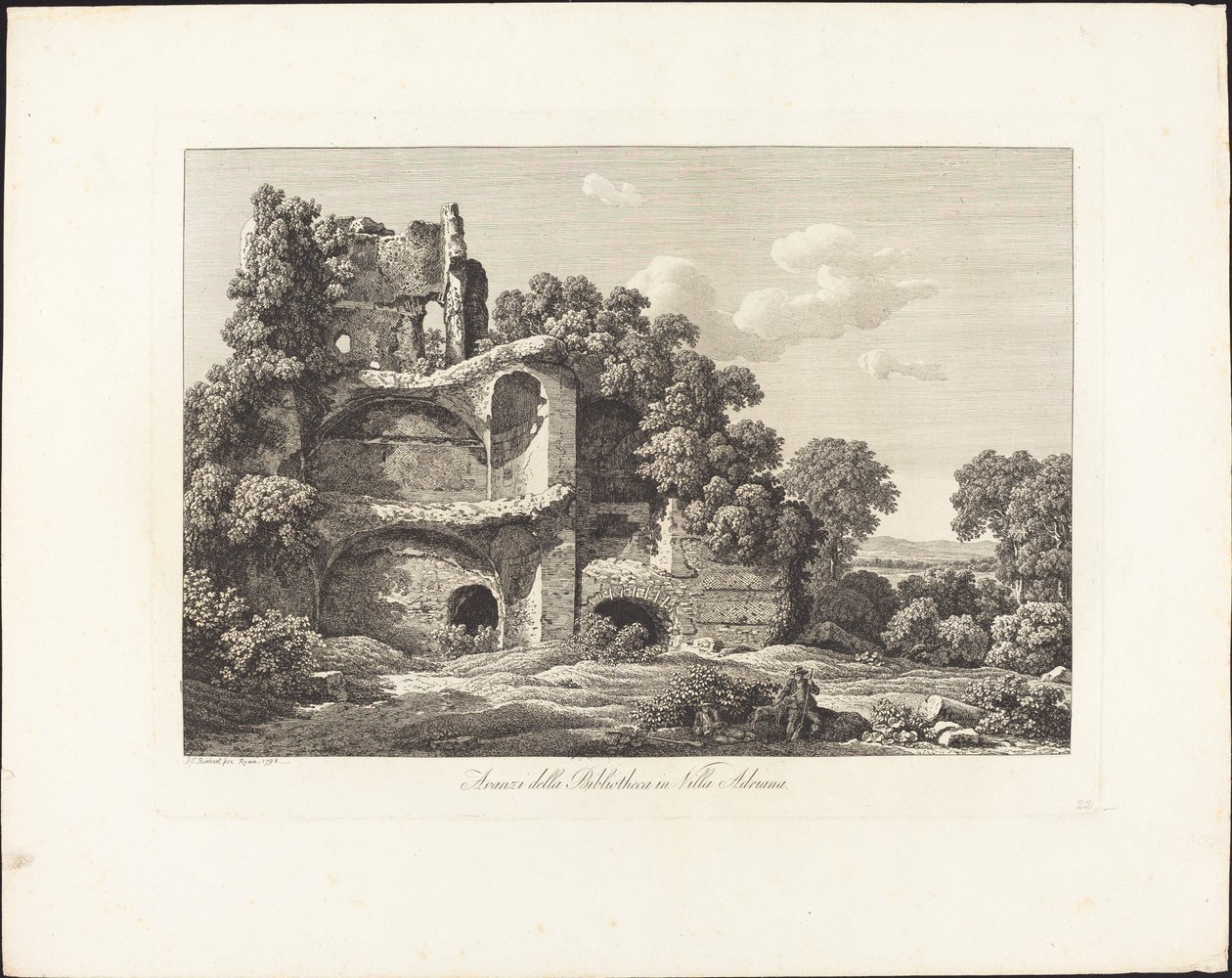 Rester från Bibliotheca i Villa Adriana av Johann Christian Reinhart