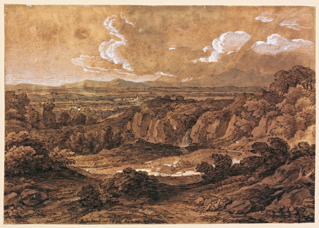 Klippigt skogslandskap av Johann Christian Reinhart