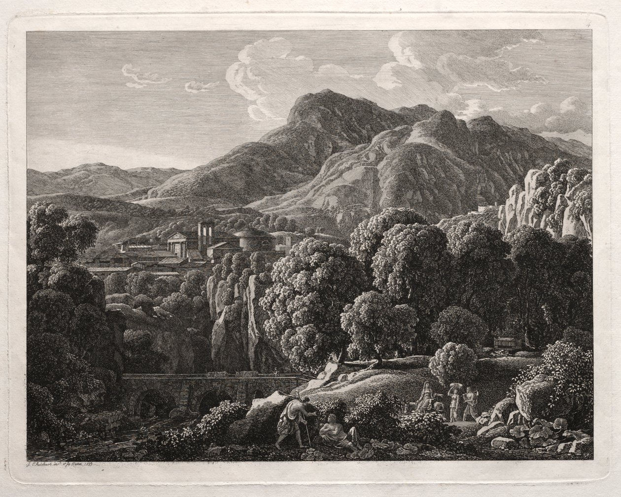 Heroiskt landskap: Landskap med stad och flod av Johann Christian Reinhart