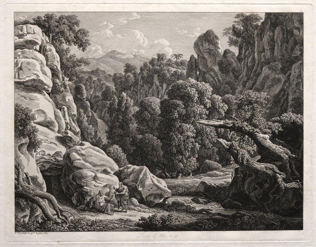 Heroic Landscape: Landscape with the Temptation of Christ, 1799. av Johann Christian Reinhart