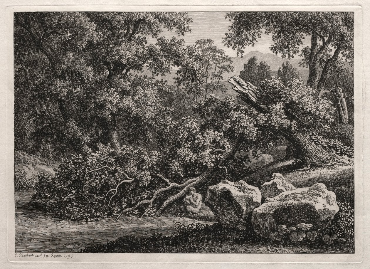 Heroic Landscape: The Satyr Playing the Flute av Johann Christian Reinhart