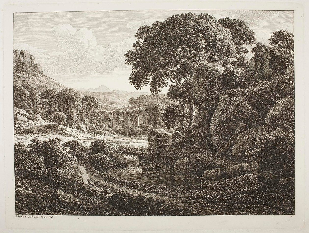 Italienskt landskap med ruiner av Johann Christian Reinhart