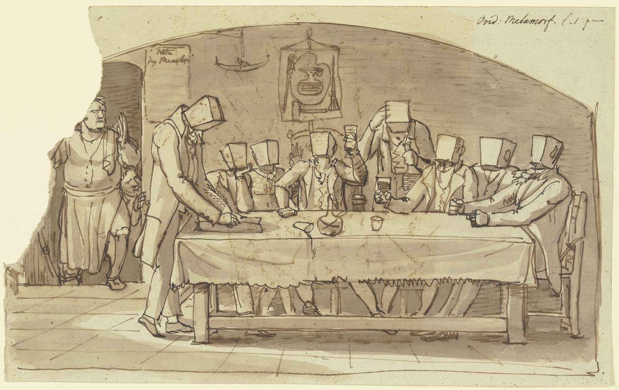 Konstnärsskämt på en osteria i Rom av Johann Christian Reinhart
