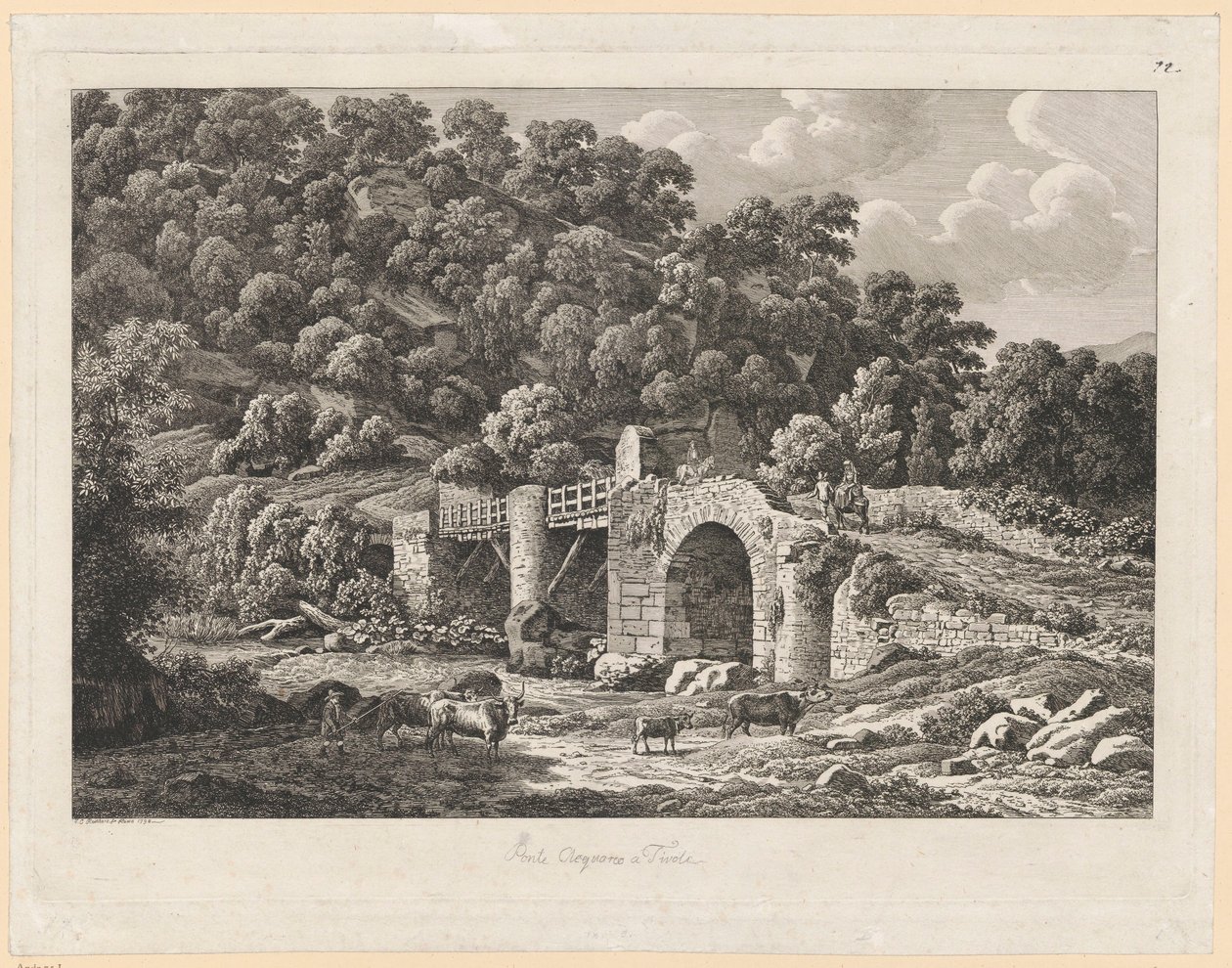 Landskap – Ponte Aquoreo i Tivoli av Johann Christian Reinhart