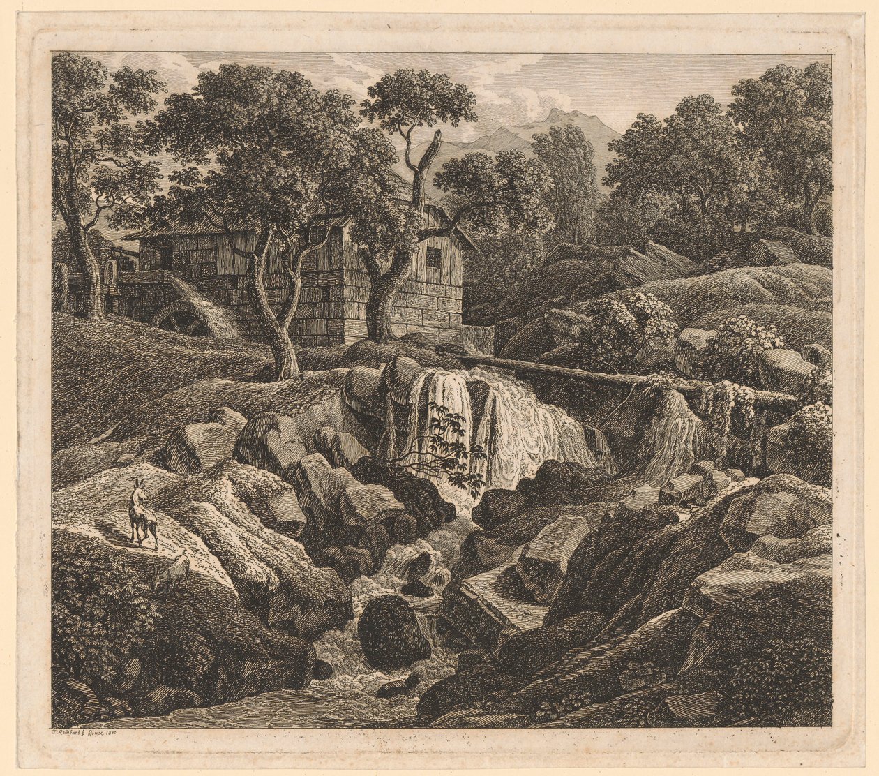 Landskap med vattenfall av Johann Christian Reinhart