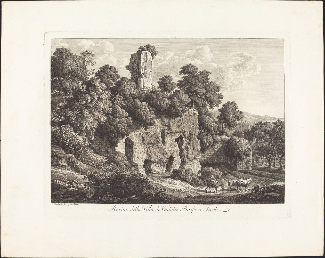 Ruinerna av Ventidio Bassos villa i Tivoli av Johann Christian Reinhart