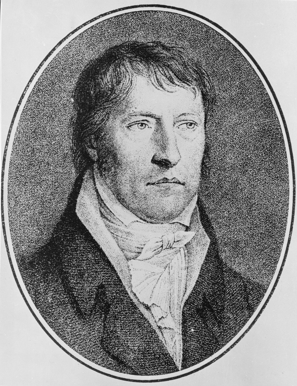 Porträtt av Georg Wilhelm Friedrich Hegel (1770-1831), tysk filosof, graverat omkring 1825 av F.W. Bollinger (1777-1825). av Johann Christian Xeller