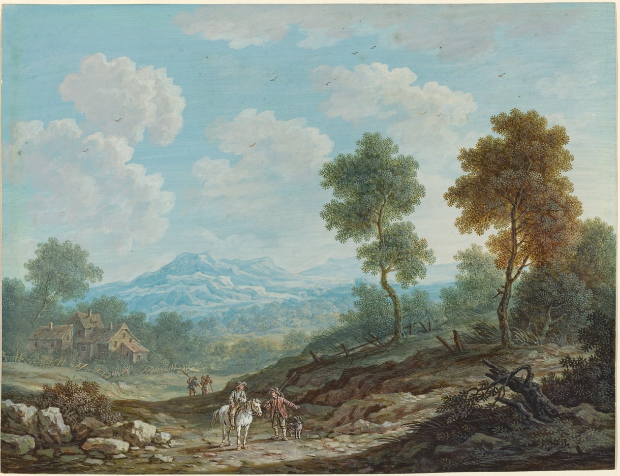 Resenärer i en bred dal, ca. 1750. av Johann Christoph Dietzsch