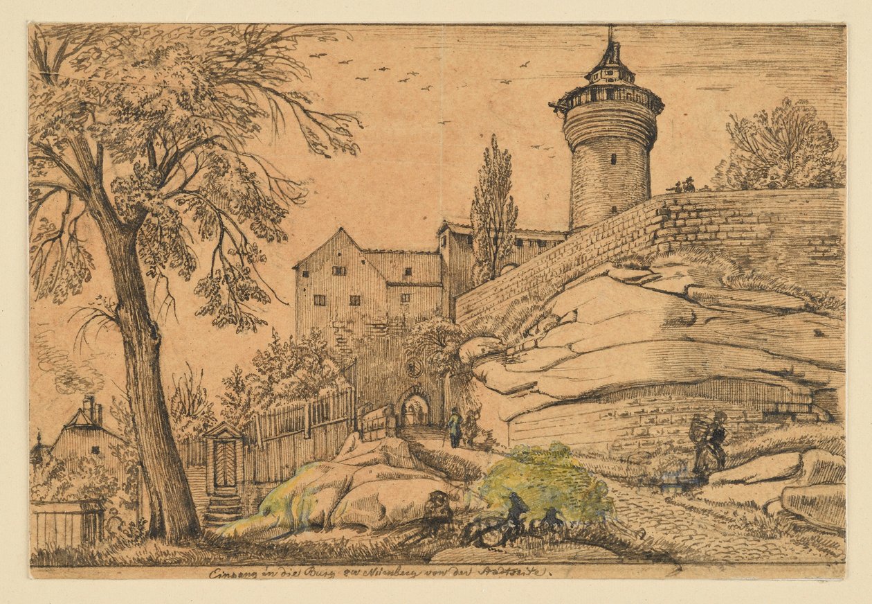 Ingången till slottet i Nürnberg från stadssidan av Johann Christoph Erhard