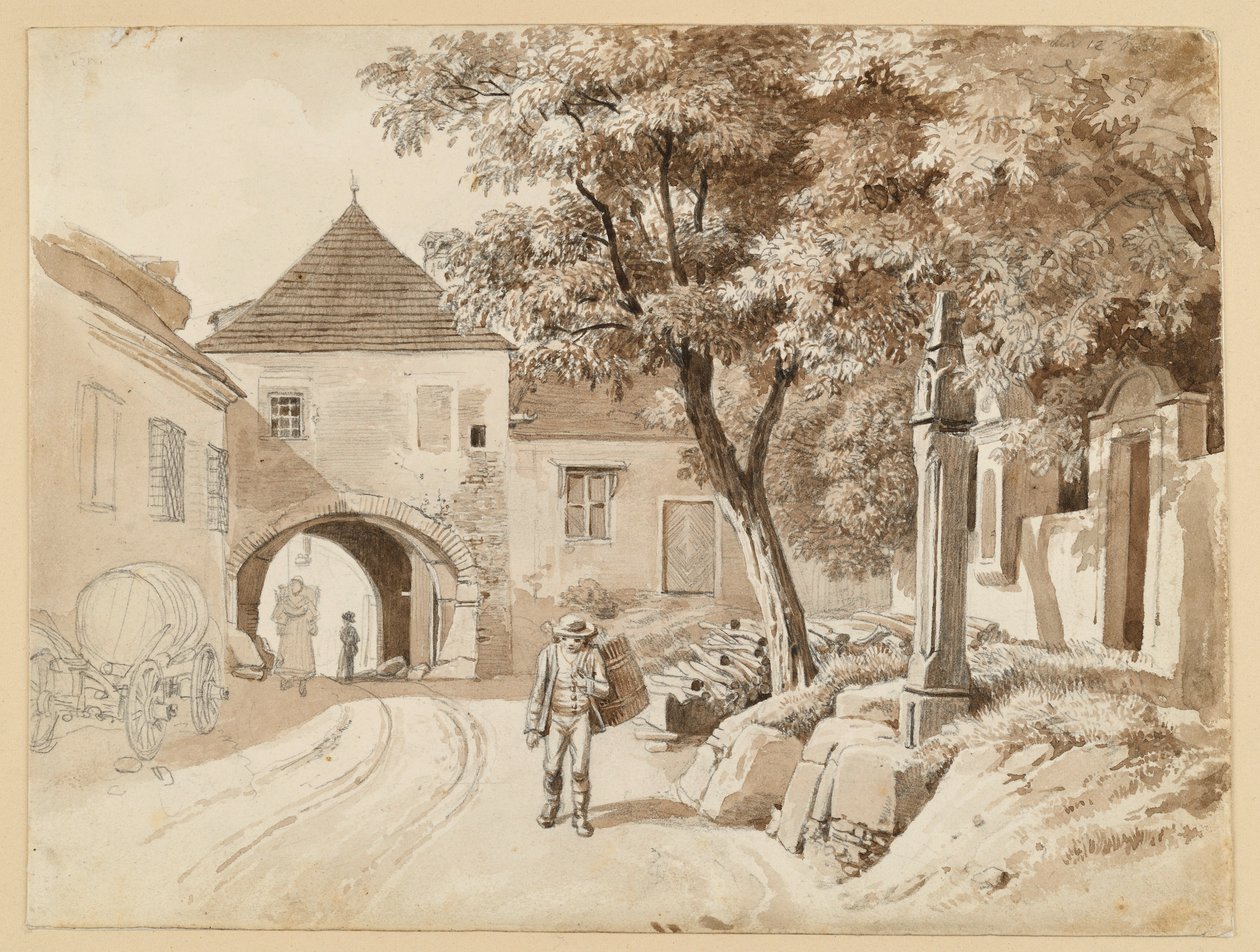 Den gamla pelaren i Oberdöbling intill Westerhausers hus av Johann Christoph Erhard