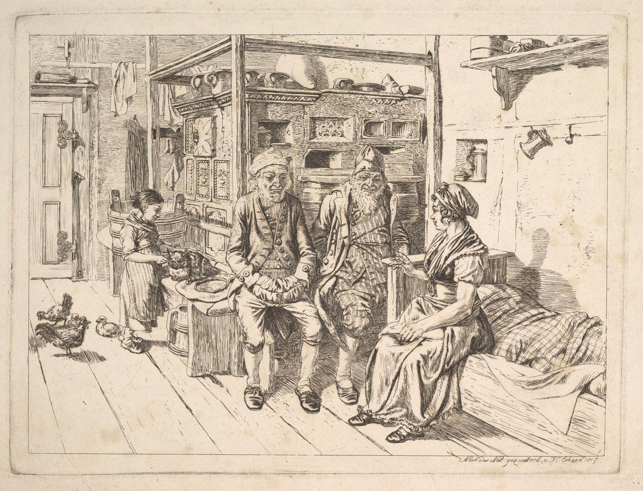 Den judiska familjen kring kaminen av Johann Christoph Erhard