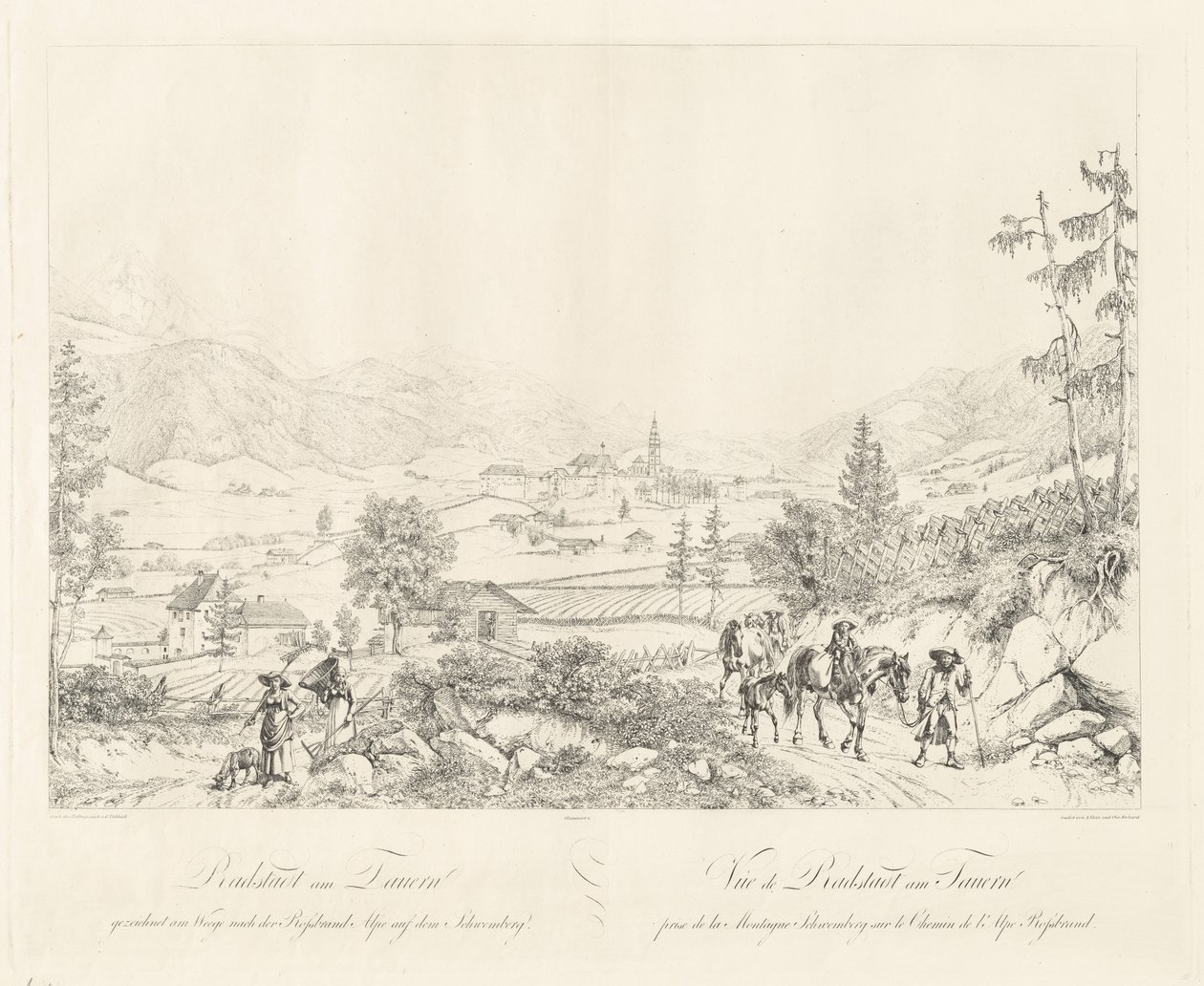 Radstadt nära Tauern av Johann Christoph Erhard and Johann Adam Klein after Carl Ludwig Friedrich Viehbeck