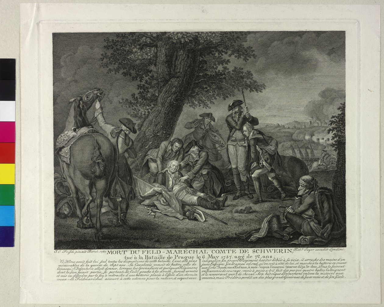 Markgreve Kurt Christoph von Schwerins död under slaget vid Prag 1757 av Johann Christoph Frisch