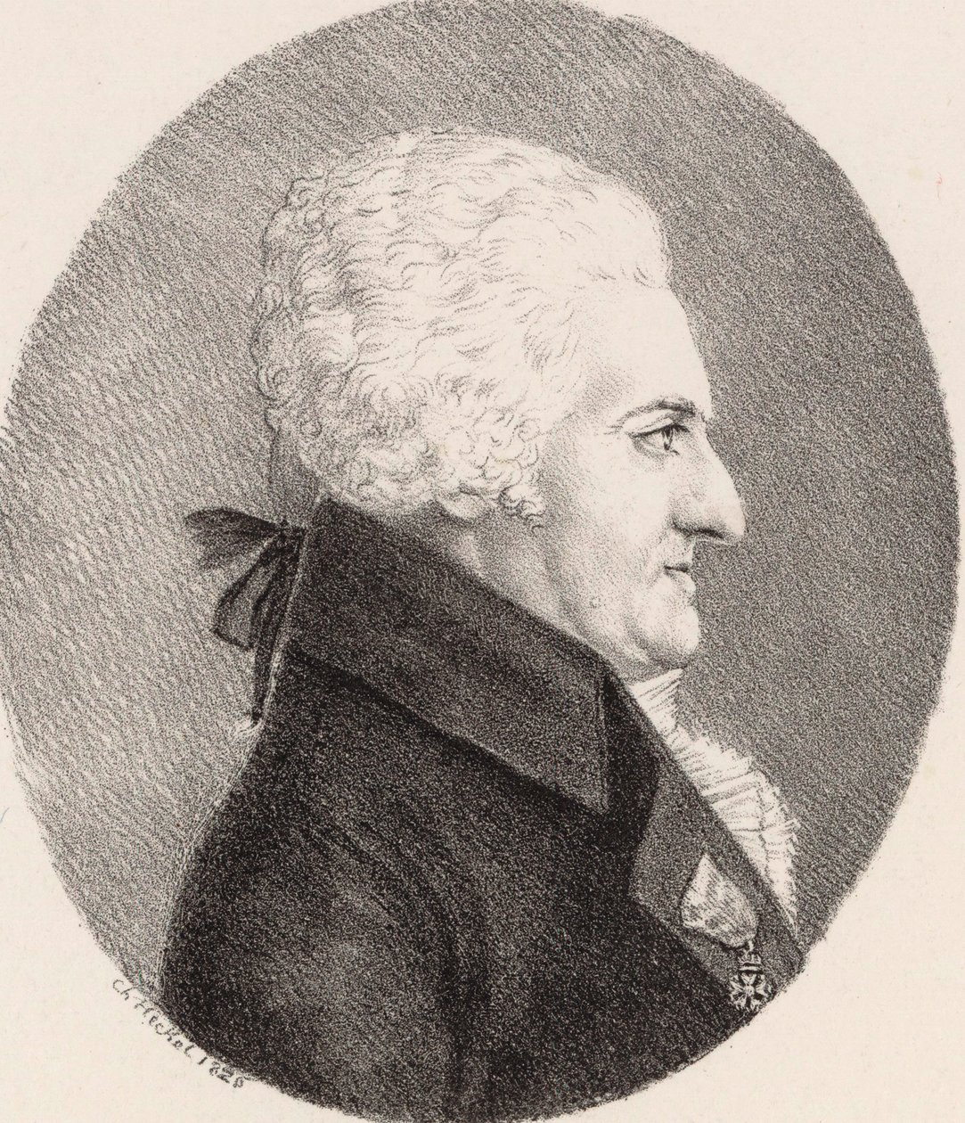 Porträtt av kompositören Pierre-Alexandre Monsigny 1729-1817, 1826. av Johann Christoph Heckel