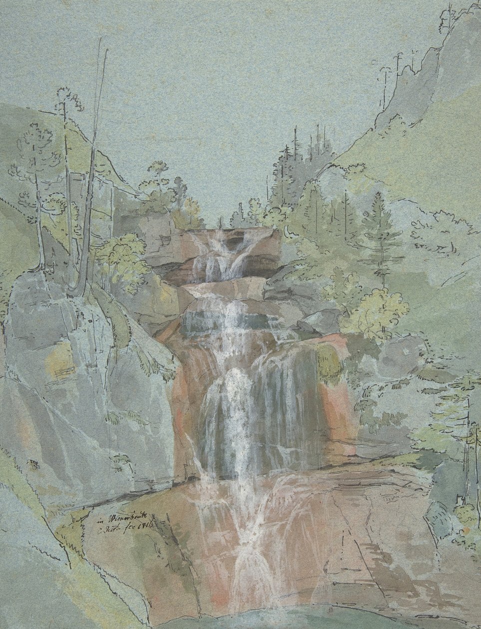 Landskap med vattenfall, 1816. av Johann Christoph Rist