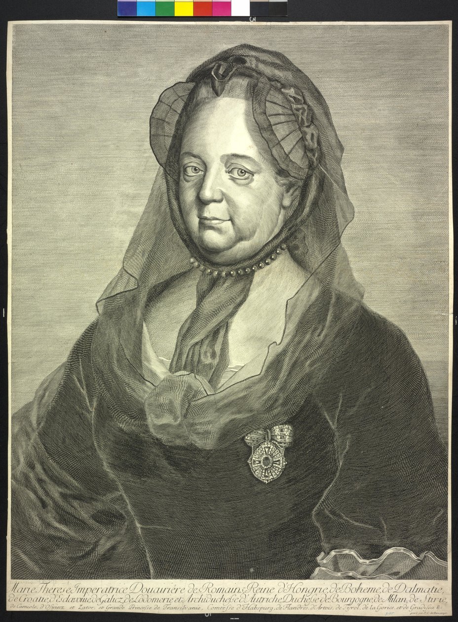 Heliga romerska kejsarinnan Maria Theresia (gravyr) av Johann Christoph von Reinsperger
