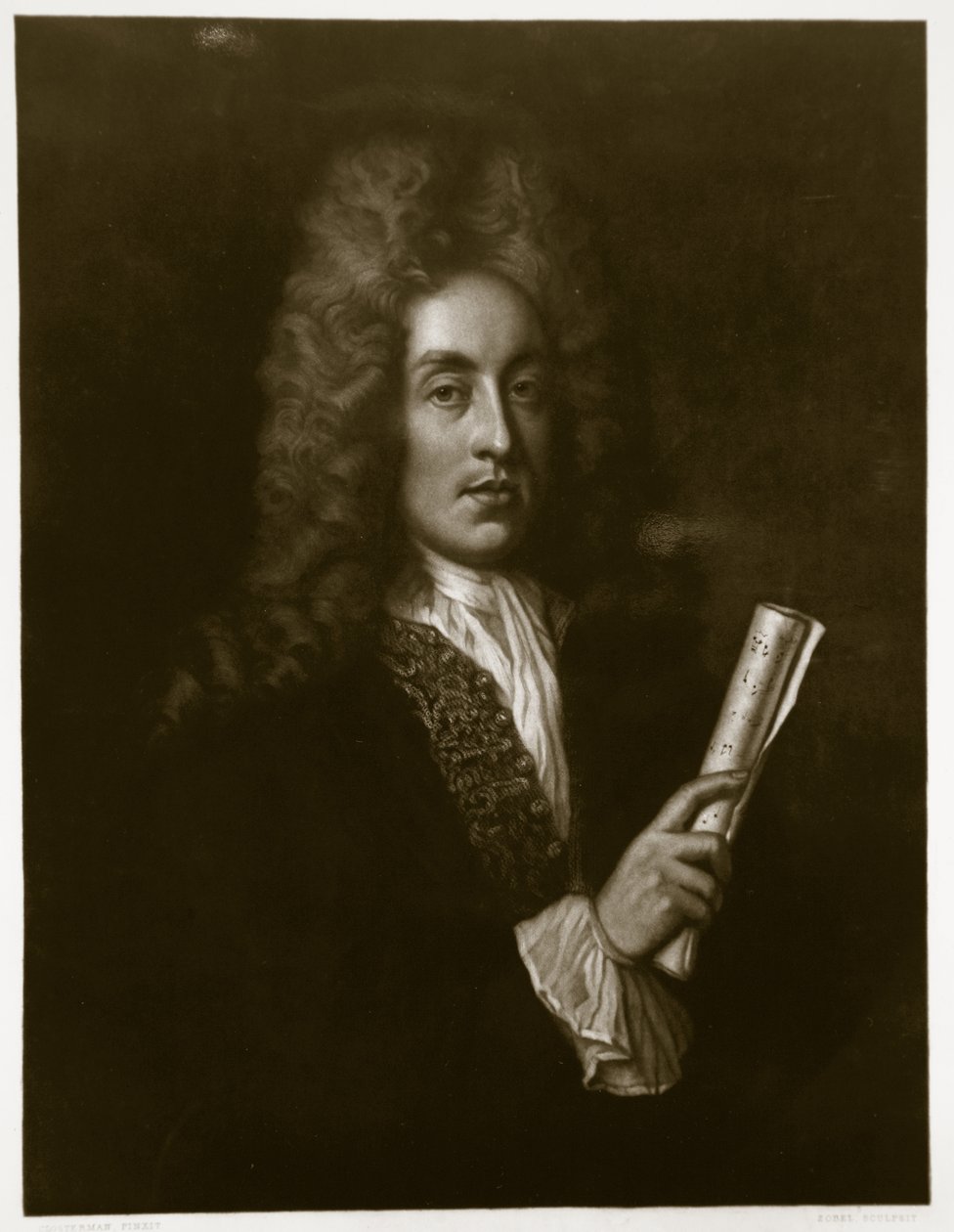 Porträtt av Henry Purcell (1659-95) graverad av George J. Zobel (1810-81) av Johann Closterman