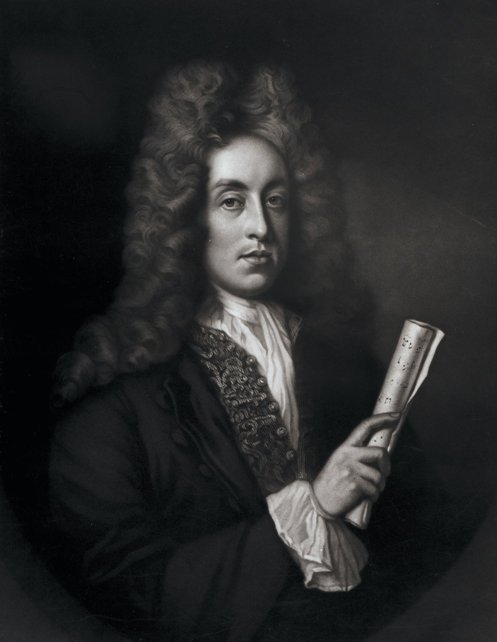 Porträtt av Henry Purcell graverat av George J. Zobel av Johann Closterman