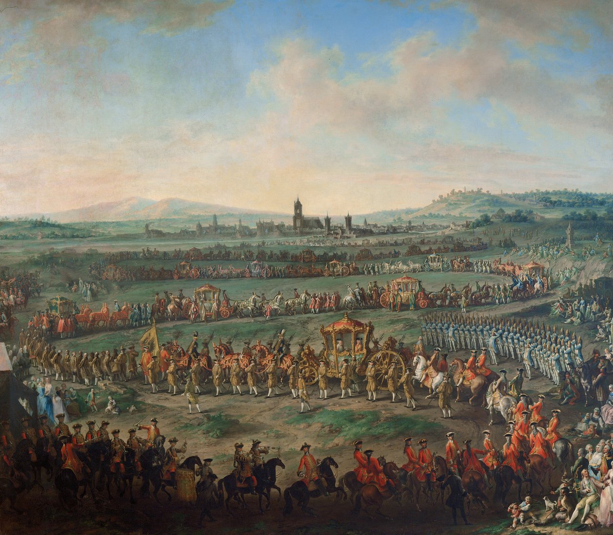 Kejsar Franz I. Stephans och hans son Josephs (II.) intåg i Frankfurt den 29 mars 1764 av Johann Dallinger von Dalling