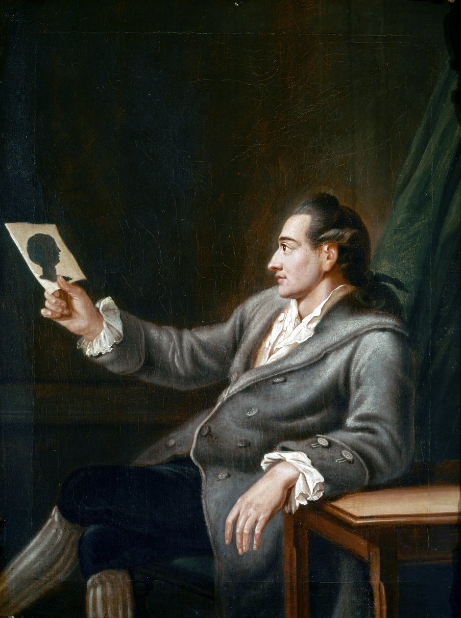 Porträtt av Goethe som tittar på en silhuett av Johann Ehrenfried Schumann