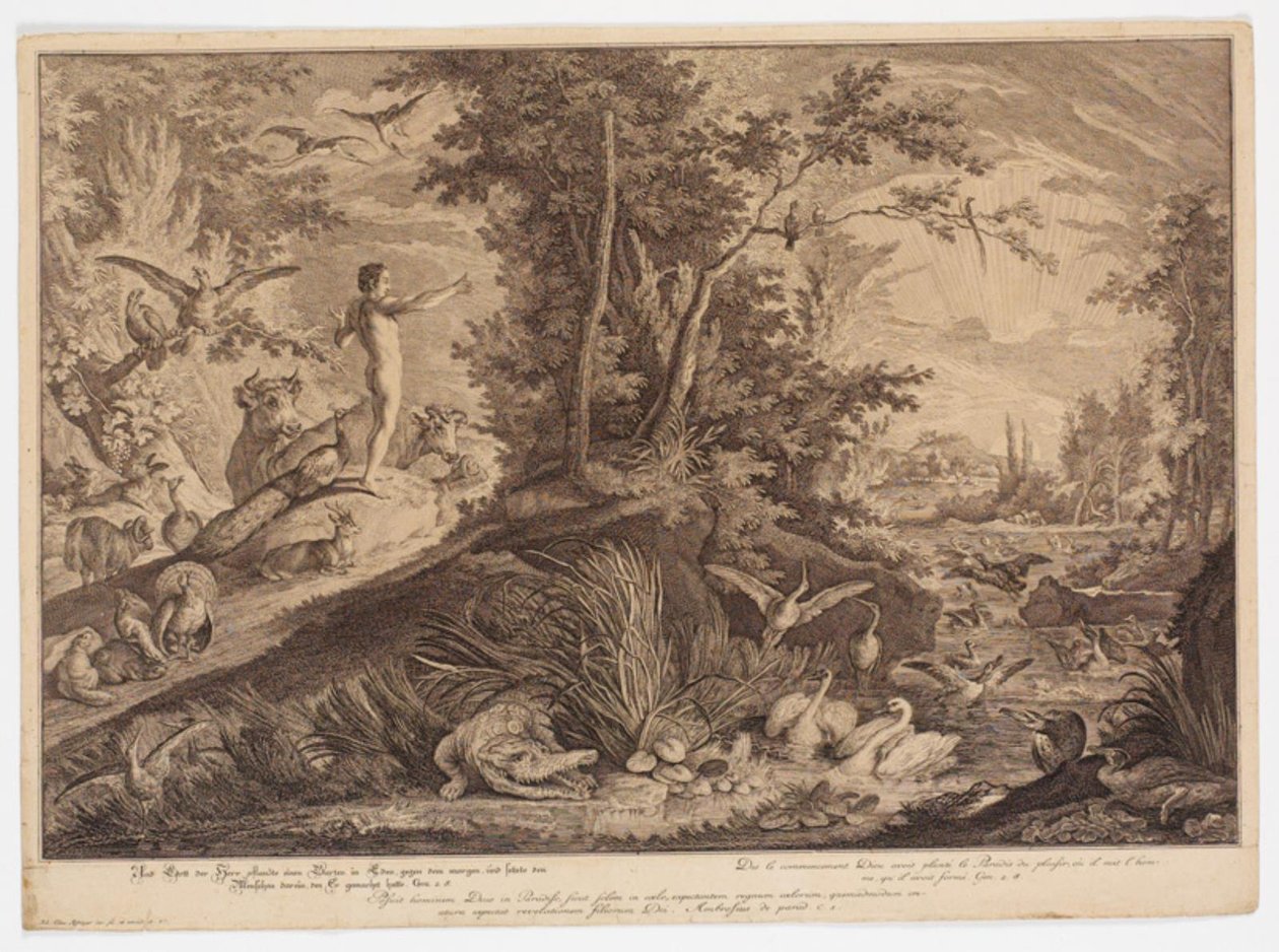 Adam och Edens har av Johann Elias Ridinger