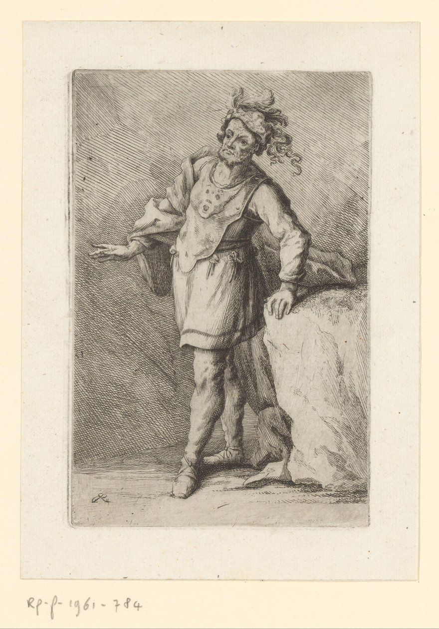 Stående krigare med fjäderbasker Soldiers of Classical Antiquity (serietitel) av Johann Elias Ridinger