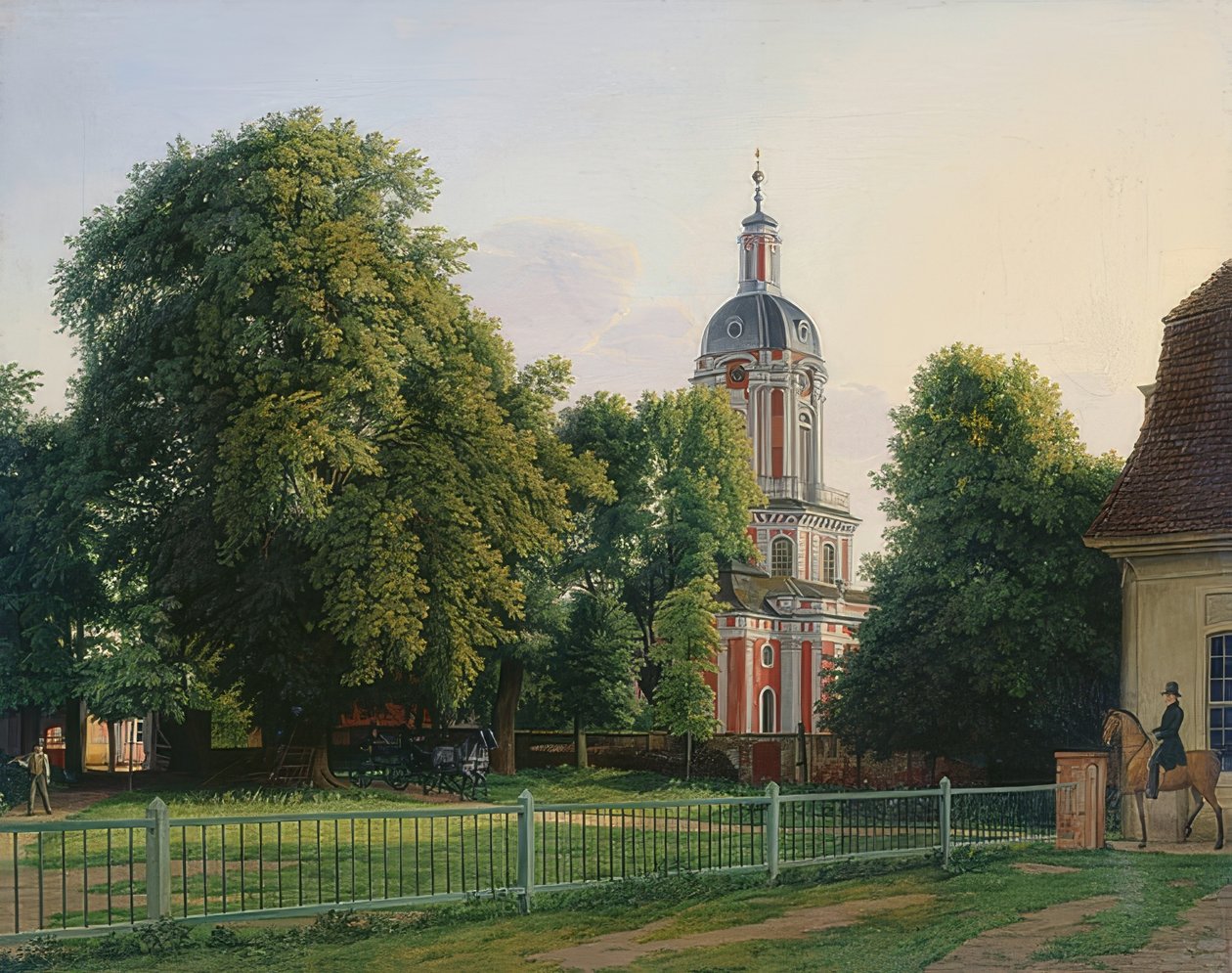 Kyrka i parken Buch Castle av Johann Erdmann Hummel