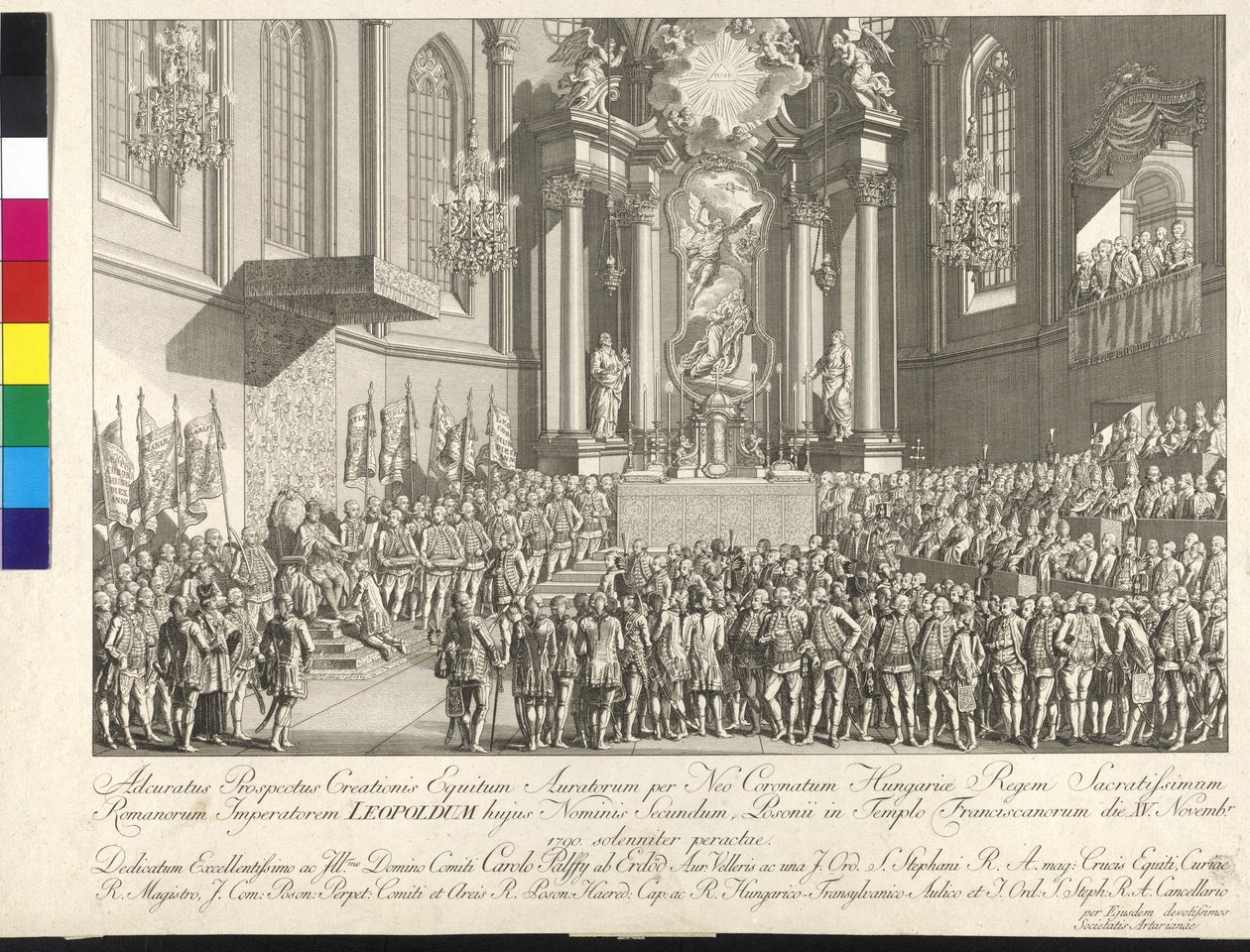 Kröning av kejsar Leopold II till kung av Ungern i Bratislava den 15 november 1790 (kopparstick) av Johann Ernst Mansfeld