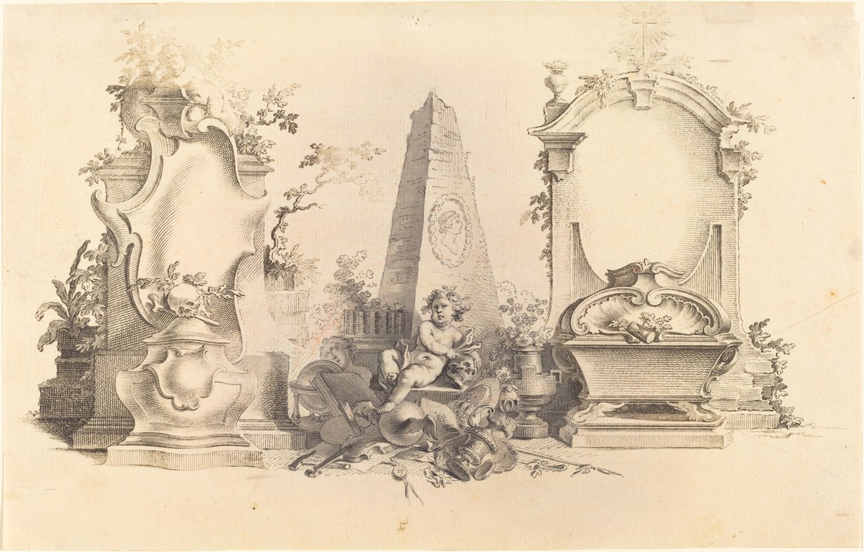 Cartouche Moderne med dödens emblem av Johann Esaias Nilson