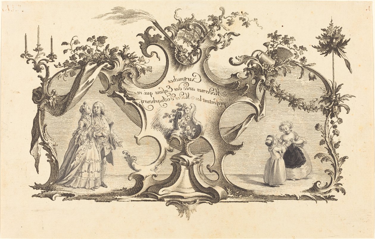 Moderna patroner med barn som representerar Augsburgs former av Johann Esaias Nilson