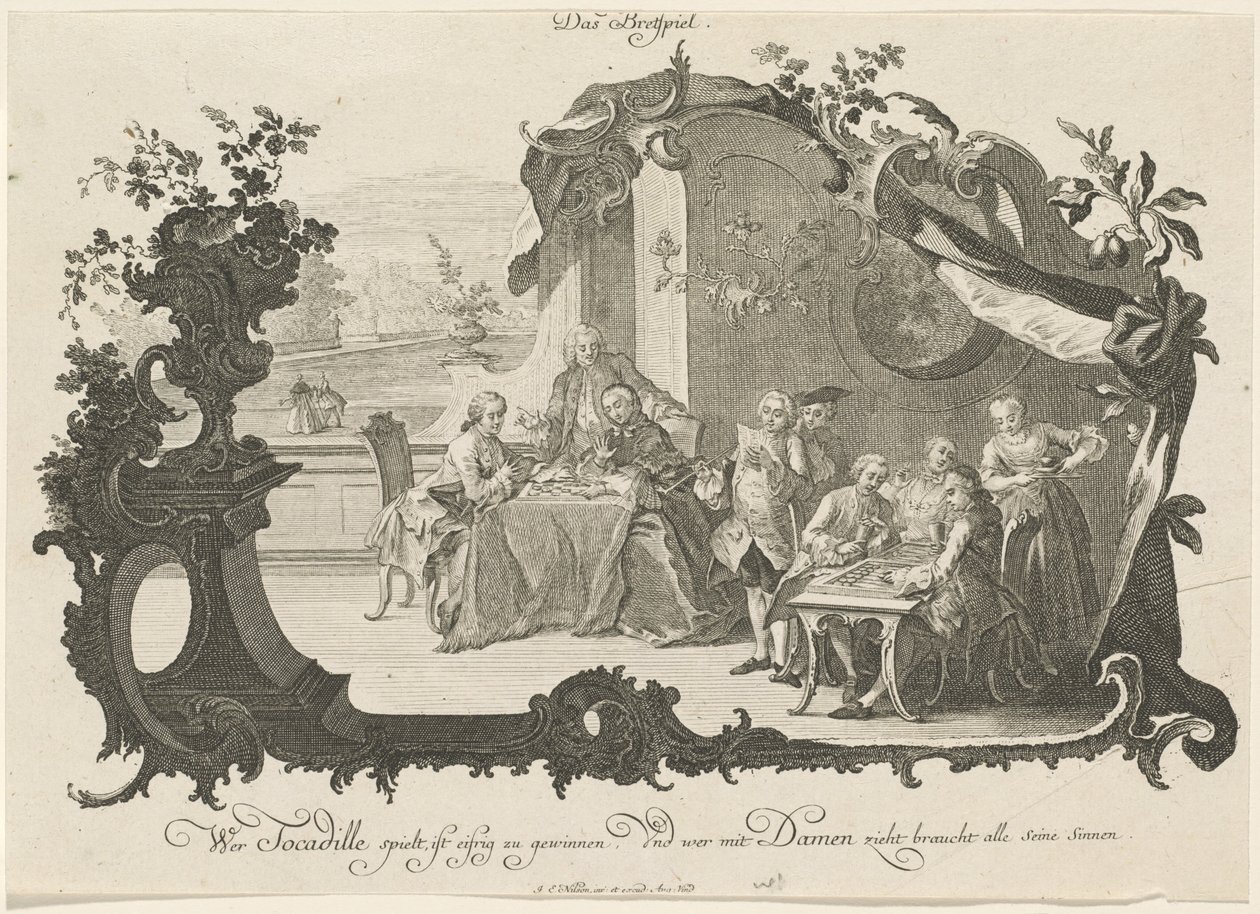 Das Brettspiel (damer och herrar som spelar brädspel) av Johann Esaias Nilson