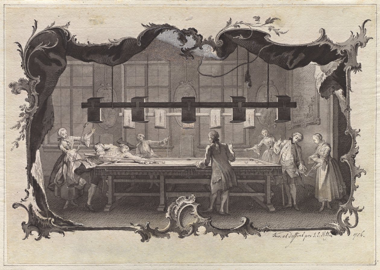 Mina damer och herrar som spelar biljard av Johann Esaias Nilson