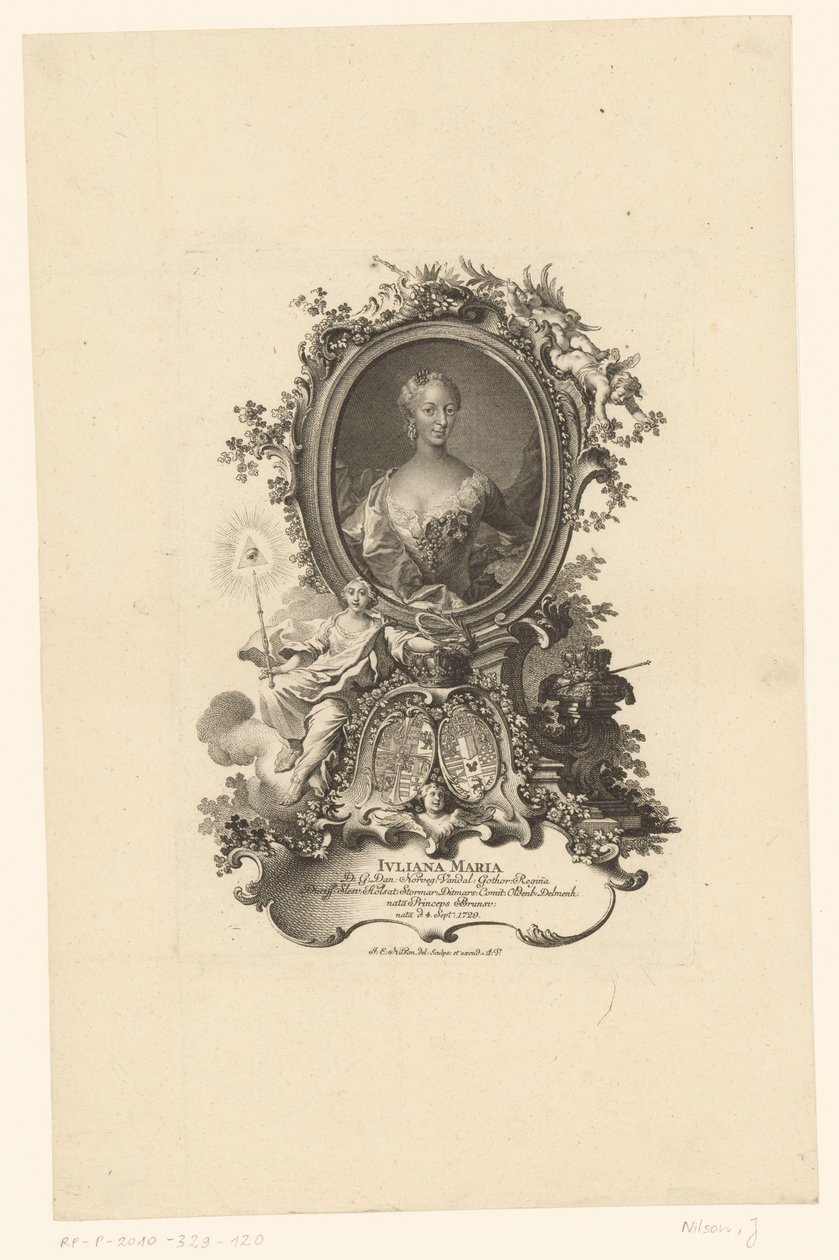 Porträtt Juliana Maria av Schleswig Hollsteyn av Johann Esaias Nilson