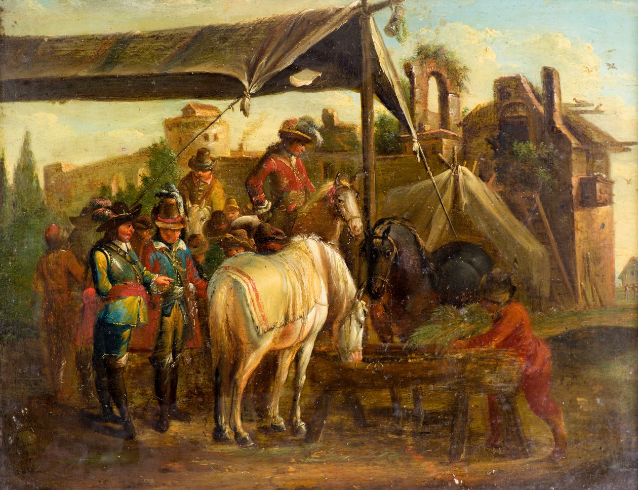 En hästmarknad av Johann Friedrich (manner of) Morgenstern