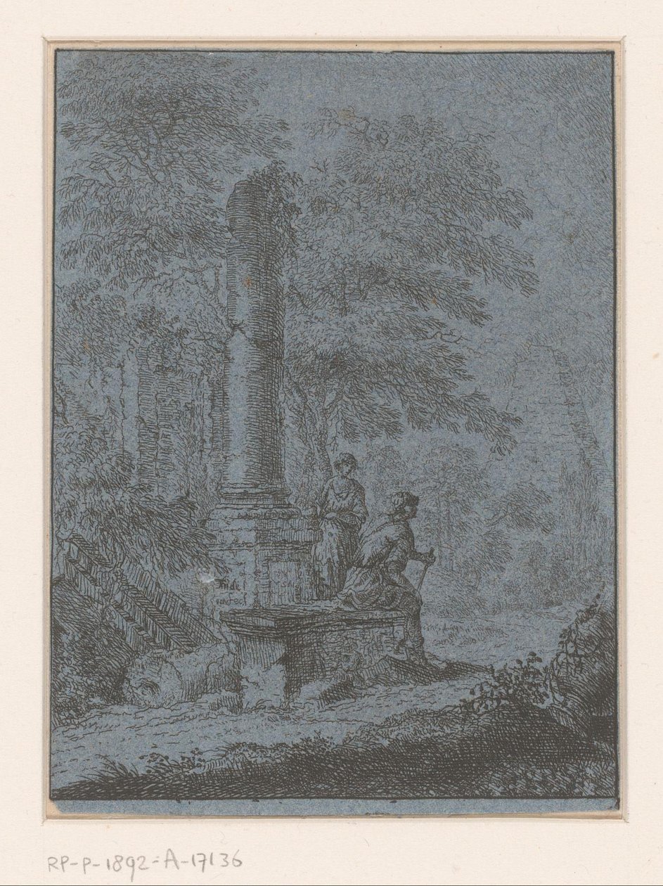 Landskap med ruiner och två figurer av Johann Friedrich Alexander Thiele