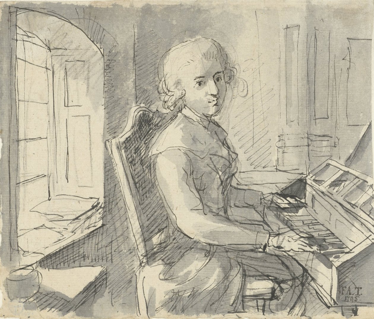En pianist sitter vid klaviaturen av Johann Friedrich August Tischbein