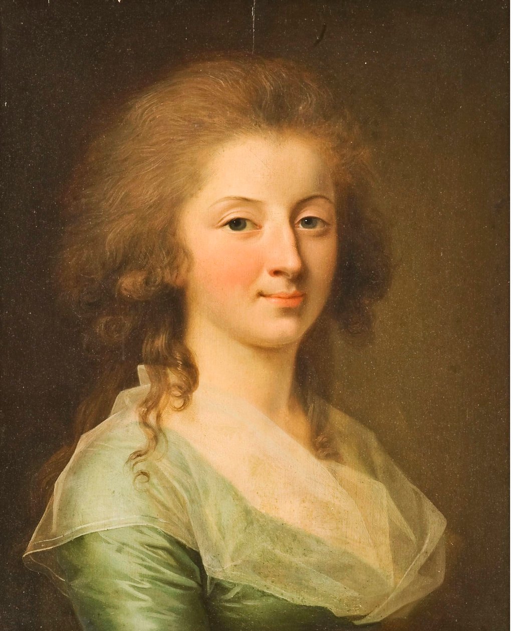 Porträtt av en ung kvinna i grön klänning av Johann Friedrich August Tischbein