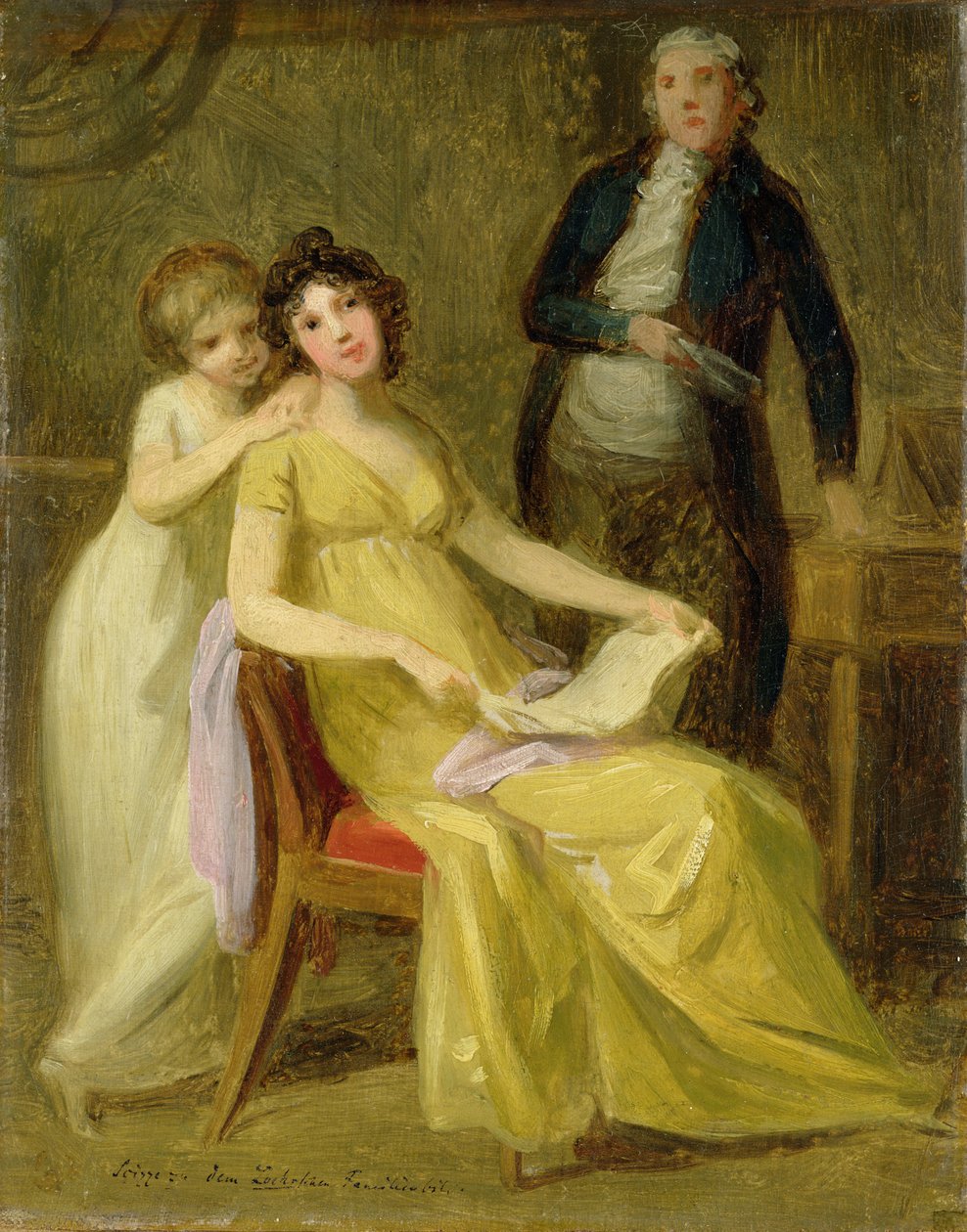 Skiss för ett gruppporträtt av Loehr Banking Family, c.1801-02 av Johann Friedrich August Tischbein