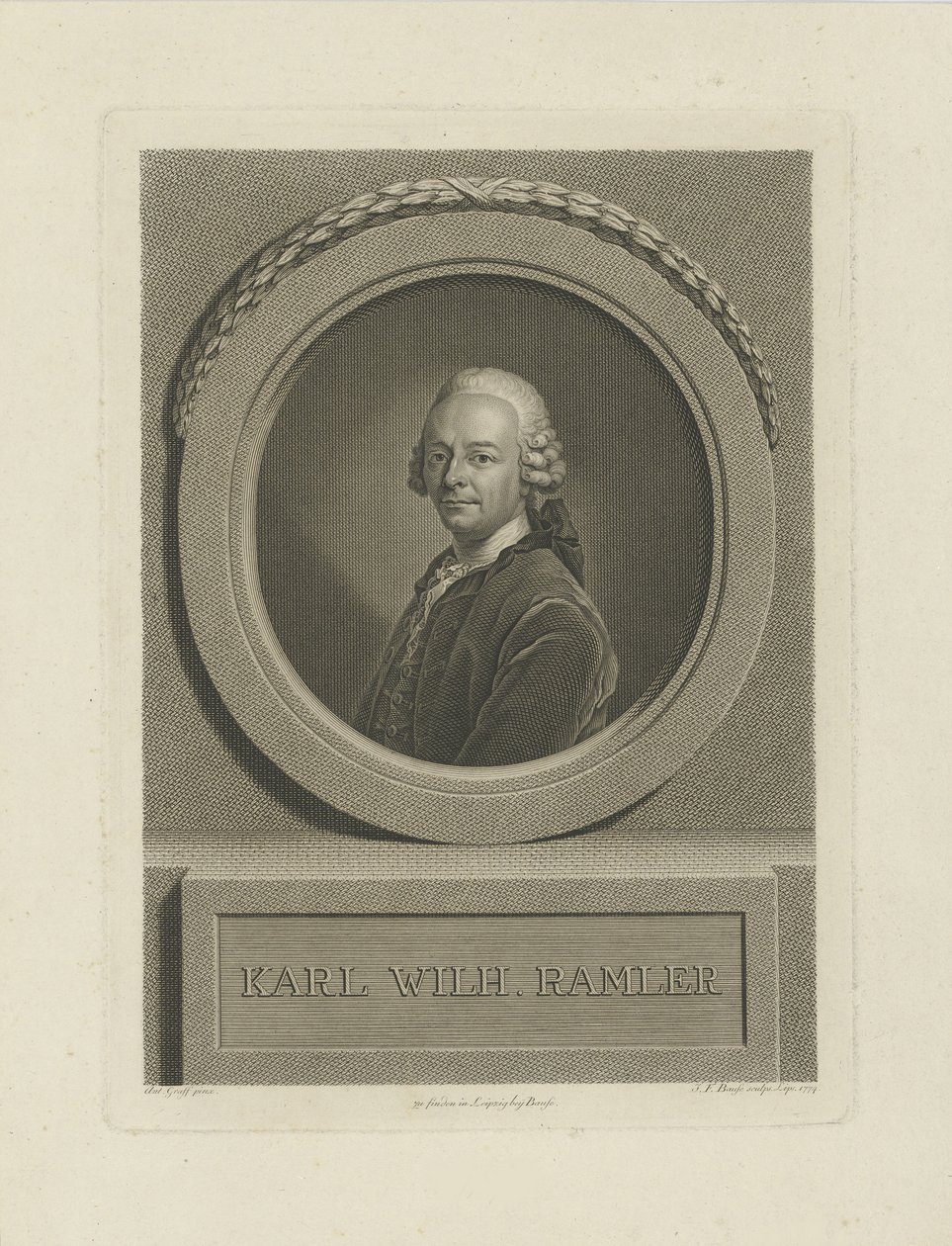 Porträtt av Karl Wilhelm Ramler 1725-1798, 1774. av Johann Friedrich Bause