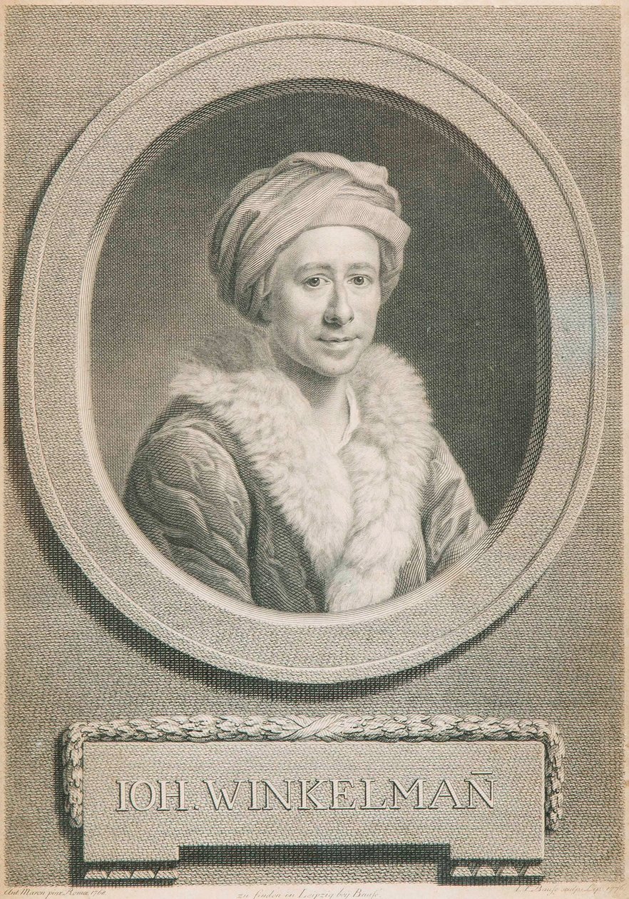 Porträtt av konsthistorikern och arkeologen Johann Joachim Winckelmann 1717-1768, 1776. av Johann Friedrich Bause