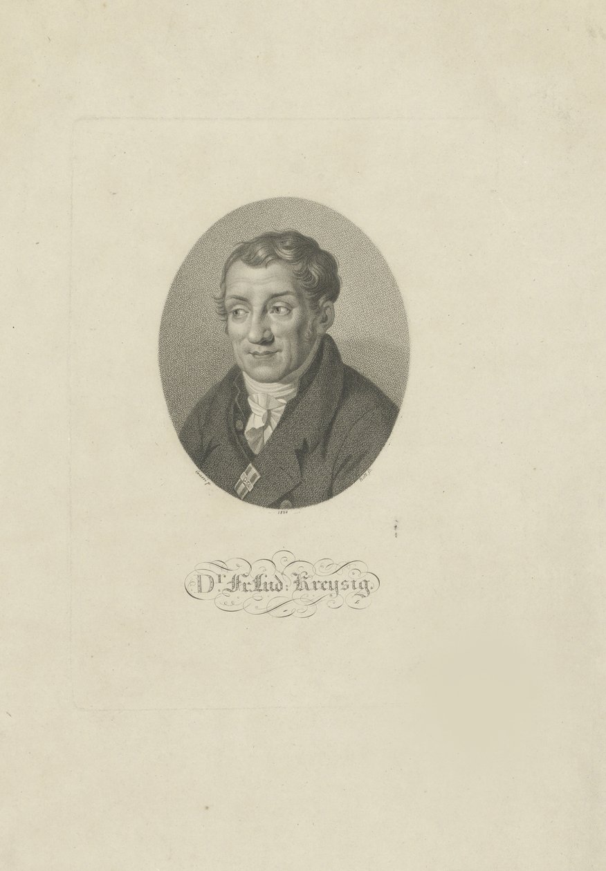 Porträtt av Friedrich Ludwig Kreysig 1770-1839, 1826. av Johann Friedrich Bolt