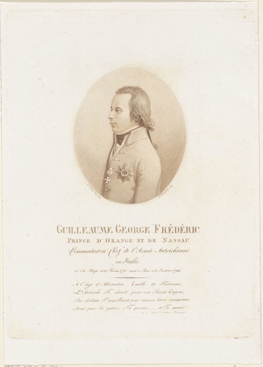 Porträtt av Frederik, Prins av Orange-Nassau av Johann Friedrich Bolt
