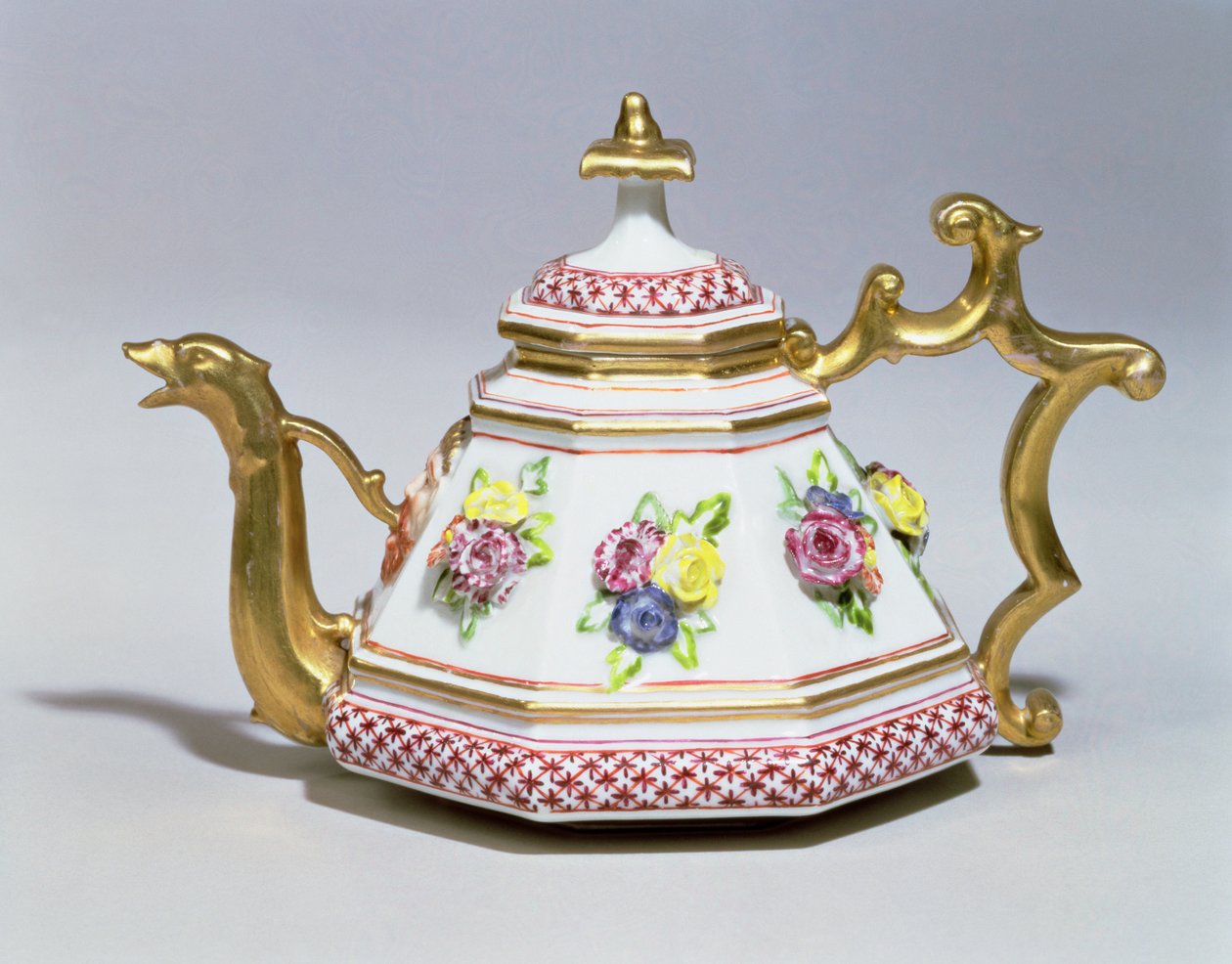 Meissen åttakantig tekanna, c.1718 porslin av Johann Friedrich Bottger