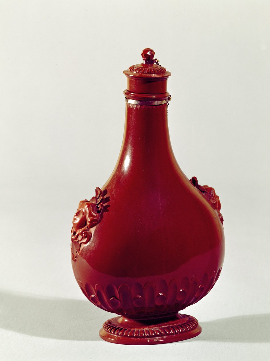 Pilgrimsflaska, Meissen, ca 1710 rött stengods av Johann Friedrich Bottger